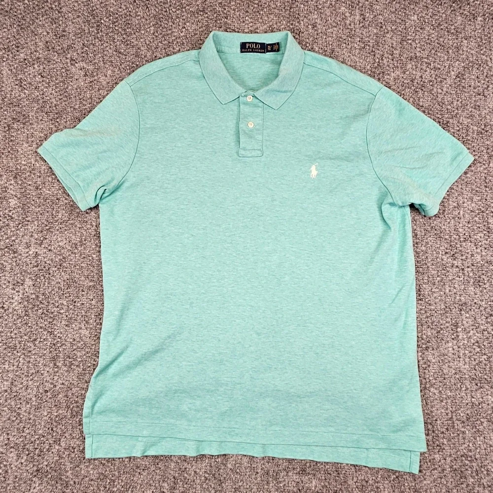 Polo Ralph Lauren Mens XL Heather Mint Green Short Sleeve Polo Shirt Pony Logo